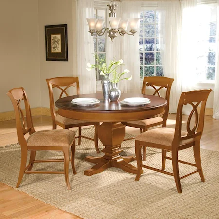 5-Piece Provence Pedestal Table & 4 Side Chair Set